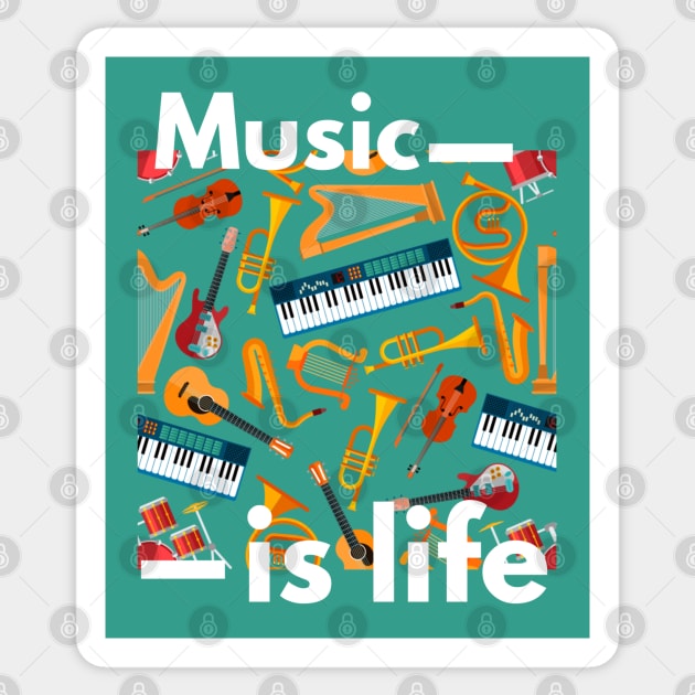 Music Is Life Musical Instruments Sticker by Paradise Stitch